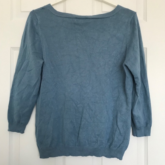 Joseph A Long Sleeve Square Neck Sweater Top M Dusty Blue - Picture 4 of 15